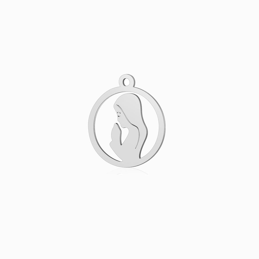 Pendente Nossa Senhora 17x15mm - Aço Inox Prateado com Acabamento Espelhado