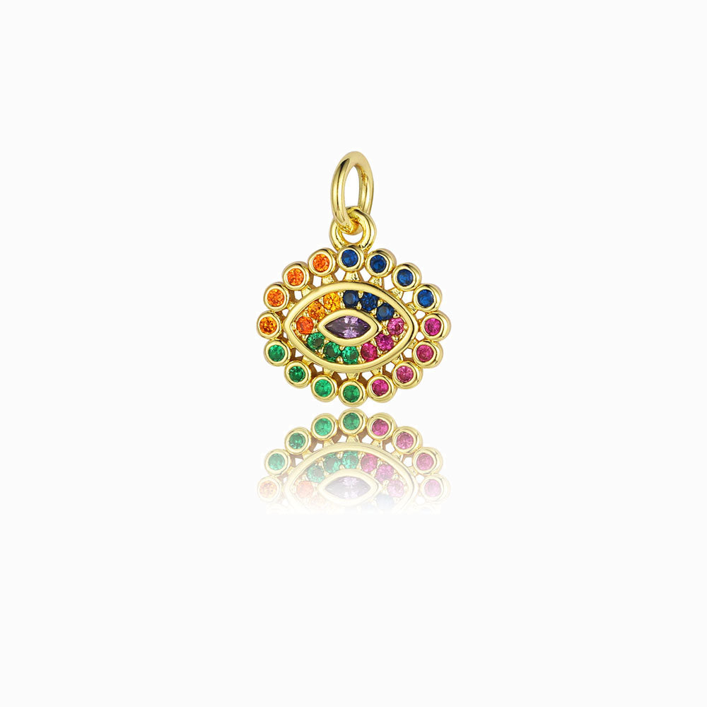Pendente Olho Turco 12x12mm - Latão Banhado a Ouro com Zircónia