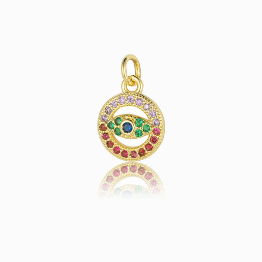 Pendente Olho Turco 15x12mm - Latão Banhado a Ouro com Zircónia