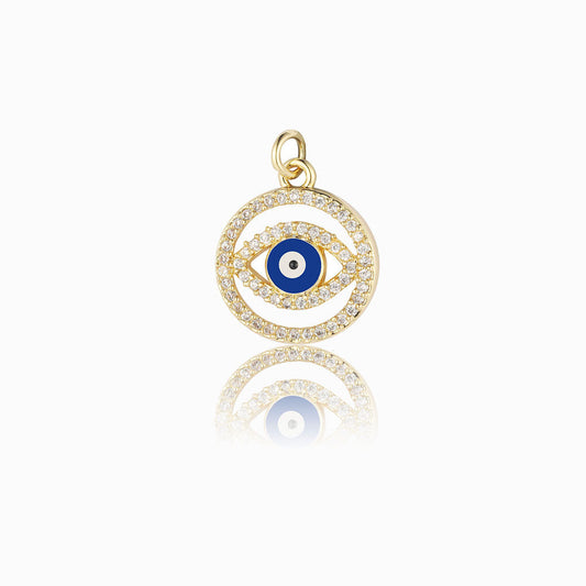 Pendente Olho Turco 18x16mm - Latão Banhado a Ouro com Zircónia