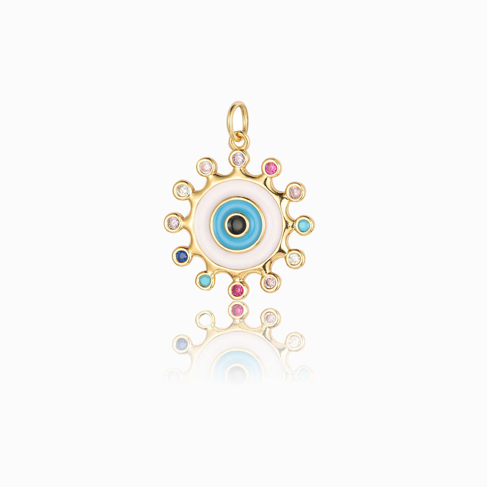 Pendente Olho Turco 25x23mm - Latão Banhado a Ouro com Zircónia