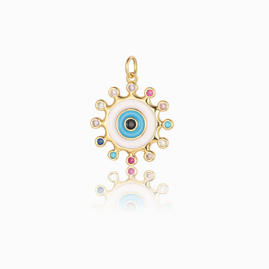 Pendente Olho Turco 25x23mm - Latão Banhado a Ouro com Zircónia