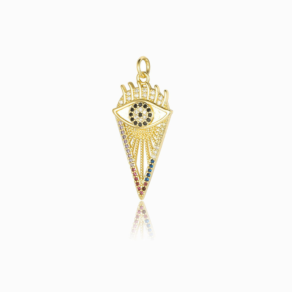 Pendente Olho Turco 30x15mm - Latão Banhado a Ouro com Zircónia