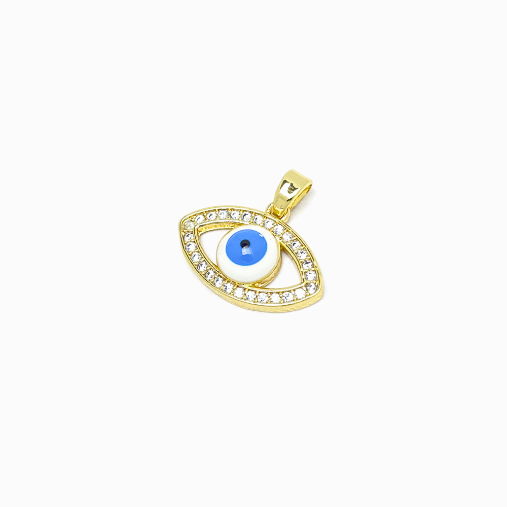 Pendente Olho Turco 19x13mm - Latão com Zircónia PD5074