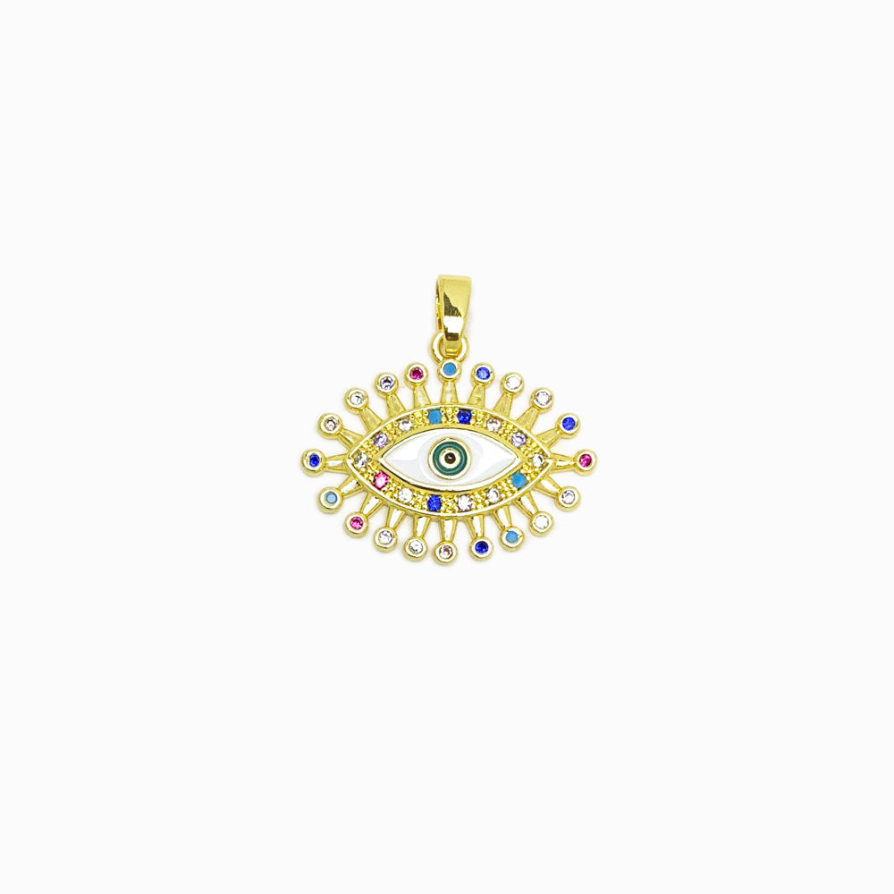 Pendente Olho Turco 25x20mm - Latão com Zircónia PD5075