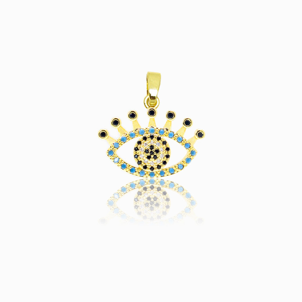 Pendente Olho Turco 24x18mm - Latão com Zircónia PD5077