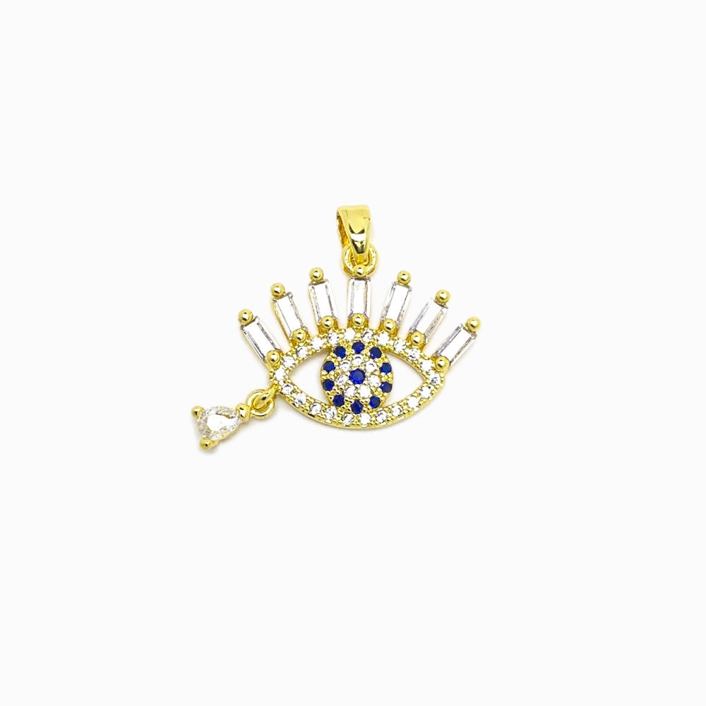 Pendente Olho Turco 22x18mm - Latão com Zircónia PD5079