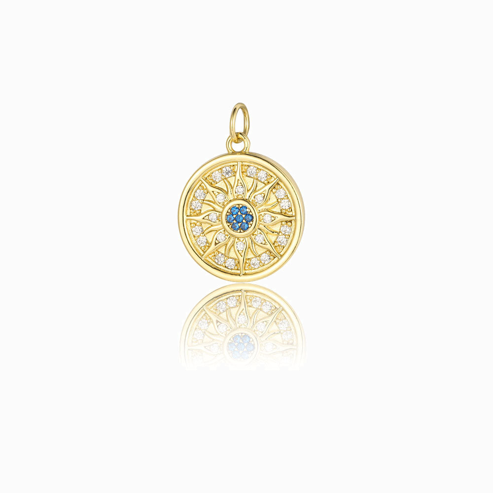 Pendente Sol 19x16mm - Latão Banhado a Ouro com Zircónia