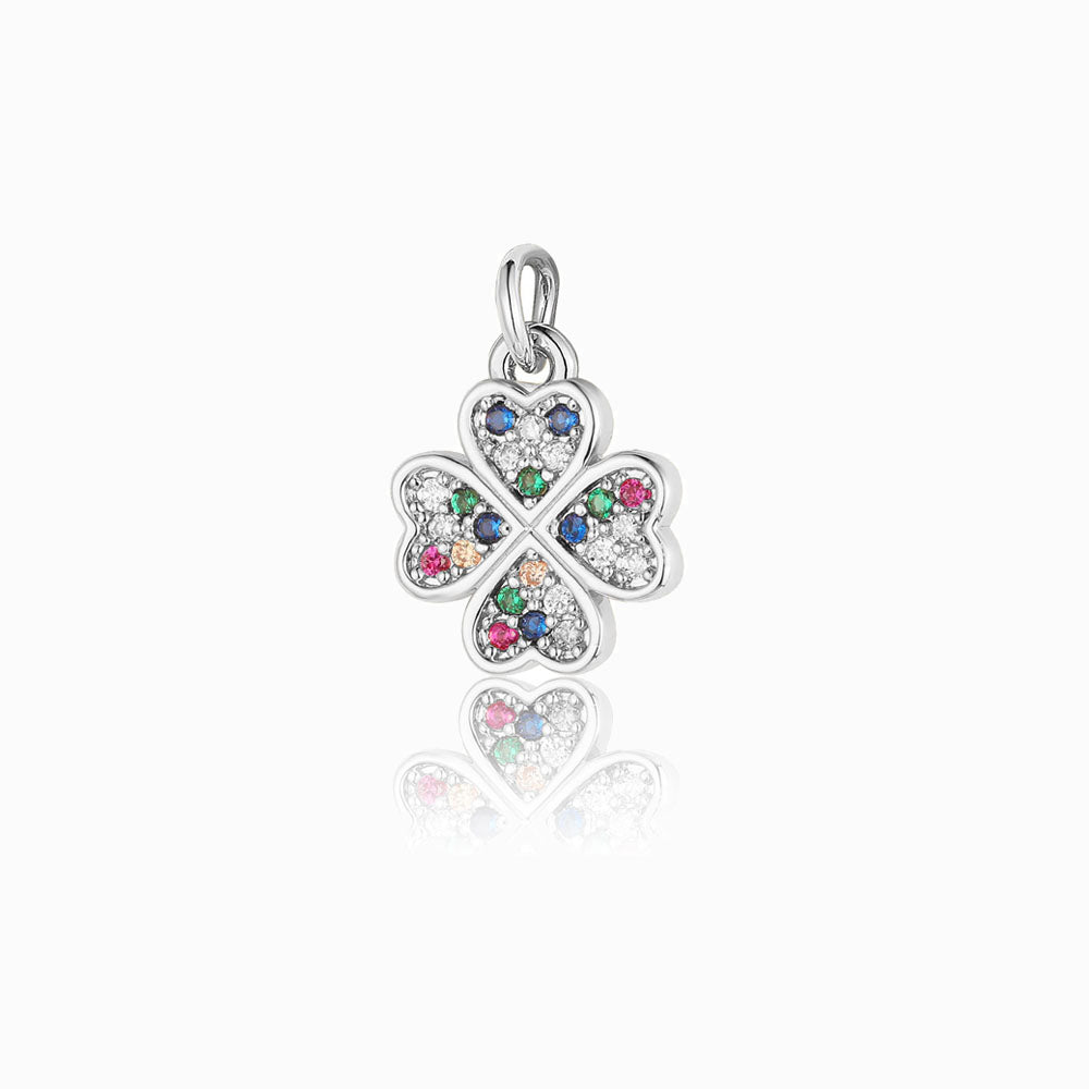 Pendente Trevo 14x12mm - Latão com Zircónia