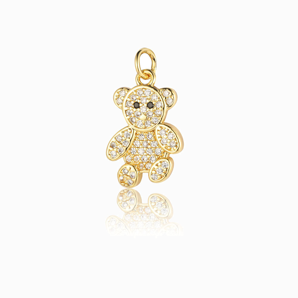 Pendente Urso 19x12mm - Latão Banhado a Ouro com Zircónia