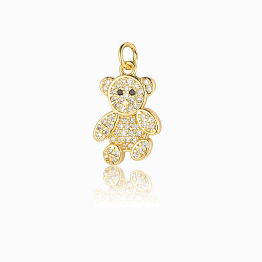 Pendente Urso 19x12mm - Latão Banhado a Ouro com Zircónia