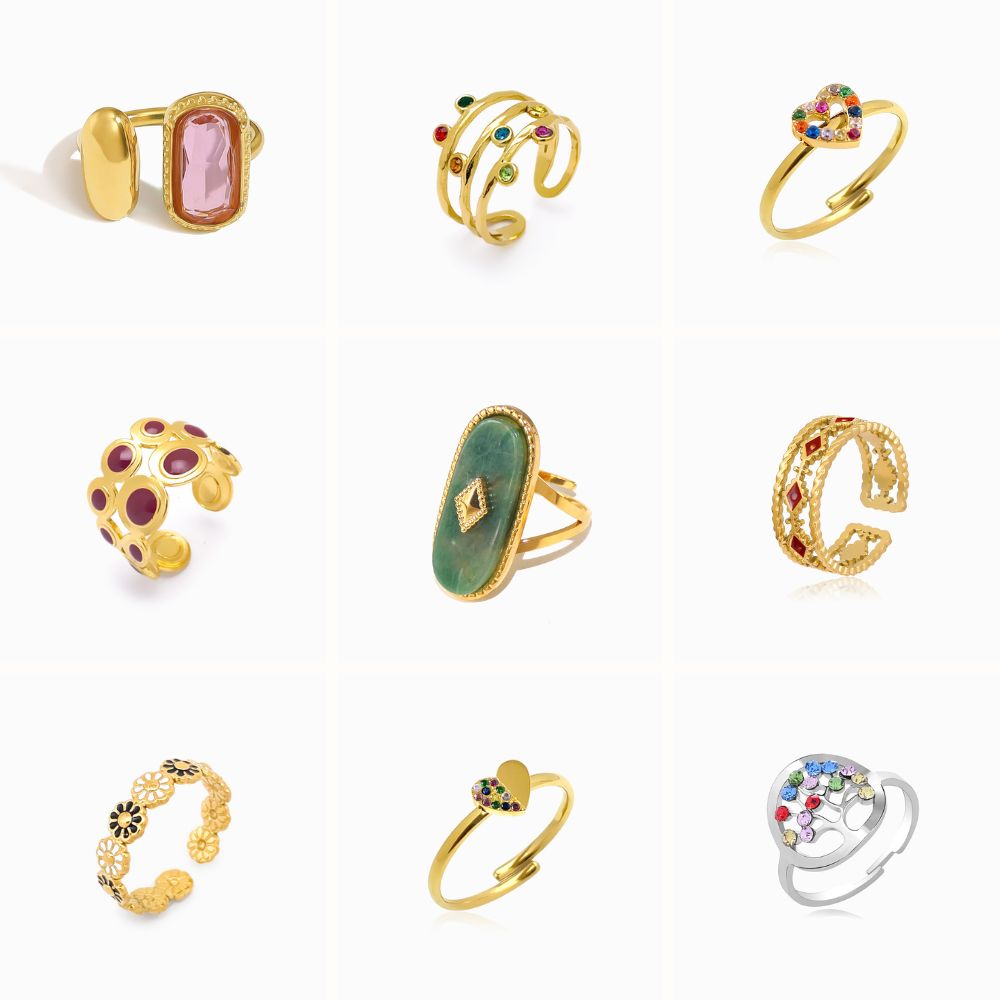9 MULTICOLOR STAINLESS STEEL RINGS