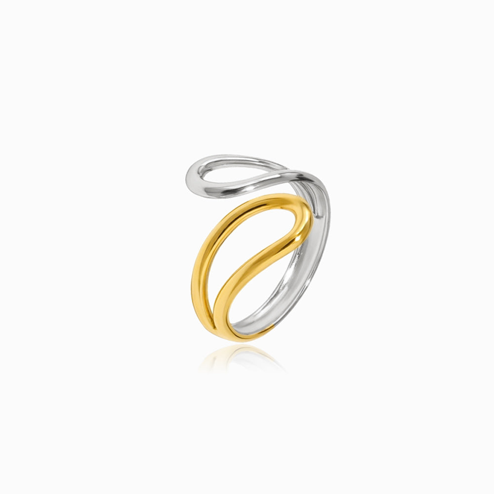 Anel Bicolor Geométrico JZ1623 - Aço Inox