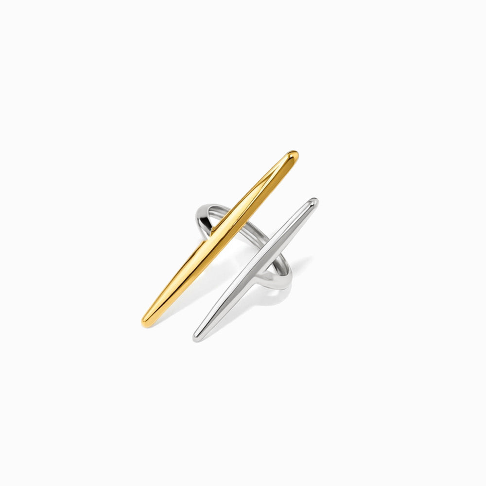 Anel Bicolor Geométrico JZ1623 - Aço Inox