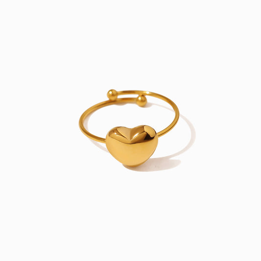 Anel Coração 18mm JZ1526 - Aço Inox Dourado