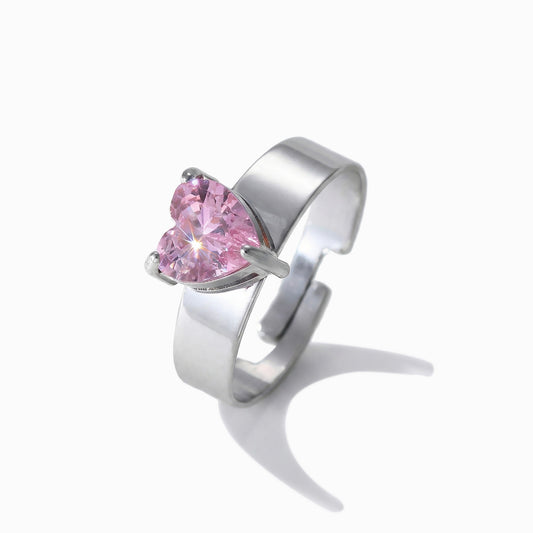 Anel Ajustável Coração JZ1596 - Aço Inox