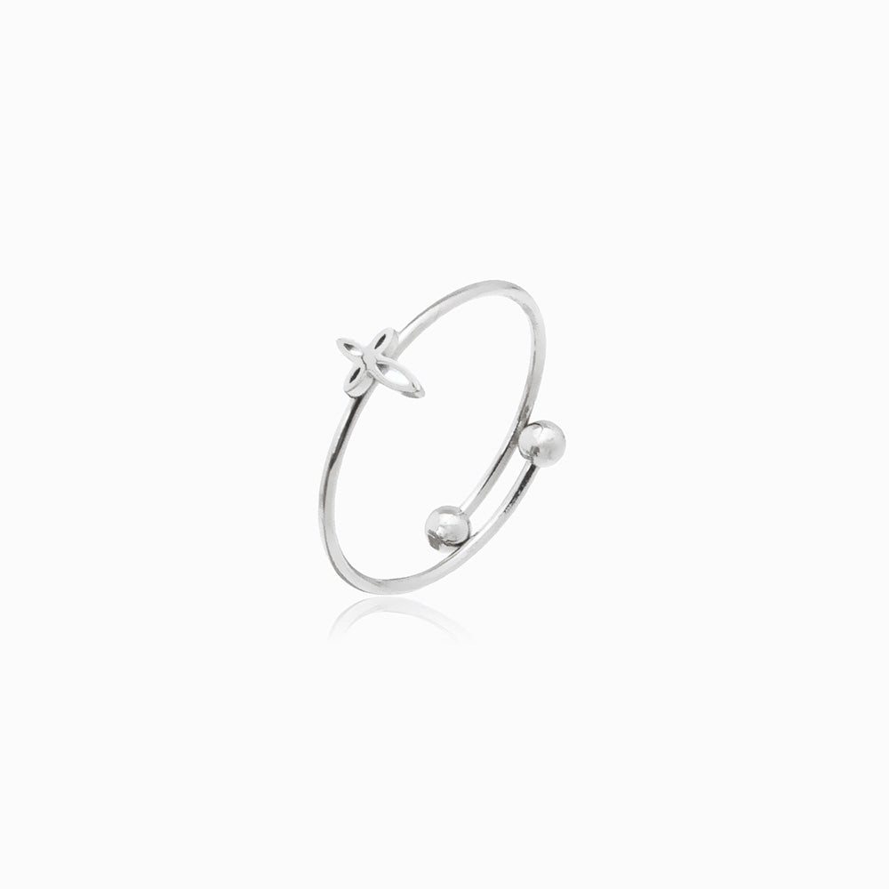 Anel Ajustável com Cruz JZ1453 - Aço Inox Prateado