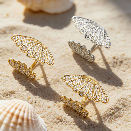 3 anéis imitação concha JZ1585 na praia