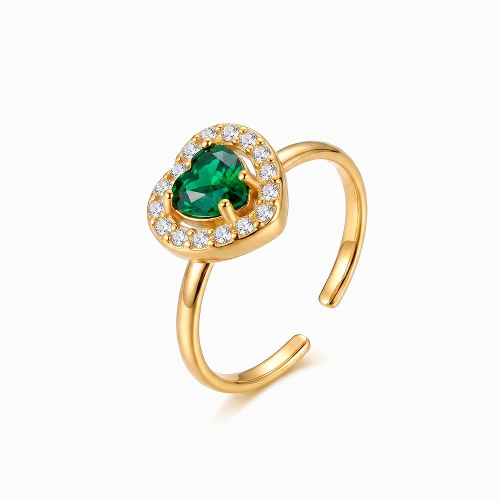 Anillo Ajustable Corazón con Circonita JZ1521 - Acero Inoxidable