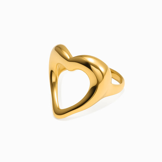 Anel Coração 17.2mm JZ1565 - Aço Inox Dourado