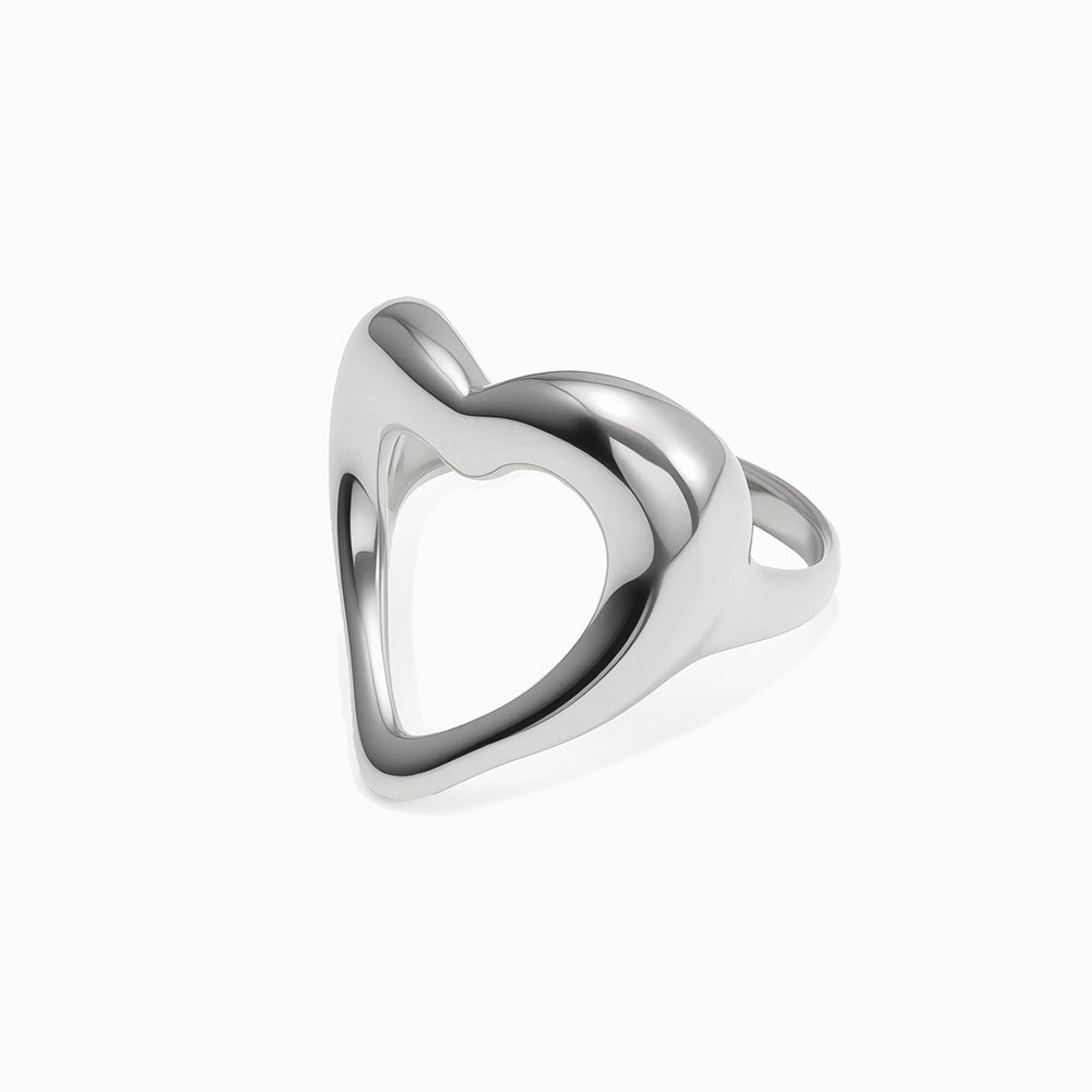 Anel Coração 17.2mm JZ1565 - Aço Inox Prateado