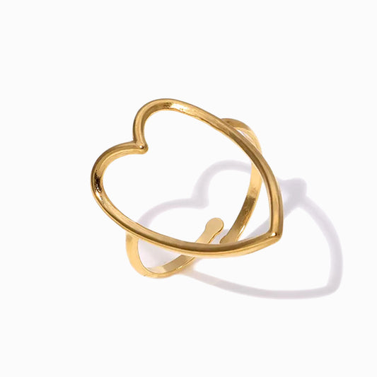 Anel Ajustável Coração JZ1612 - Aço Inox