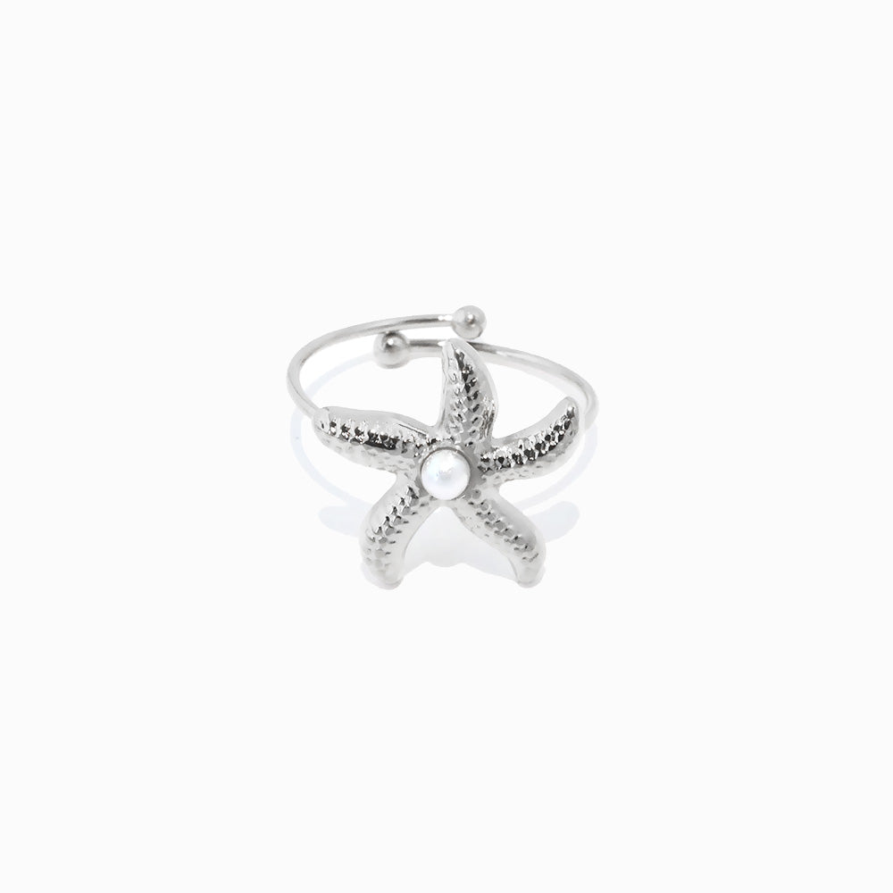 Anel Ajustável Estrela do Mar JZ1467 - Aço Inox Prateado