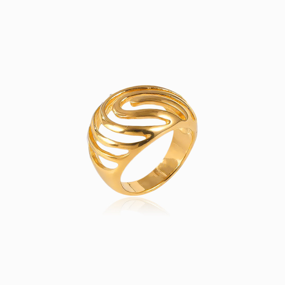 Anel Extravagante 17.2mm JZ1567 - Aço Inox Dourado