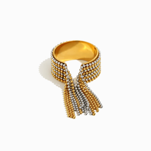 Anel com Franja de Bolas 18mm JZ1583 - Aço Inox