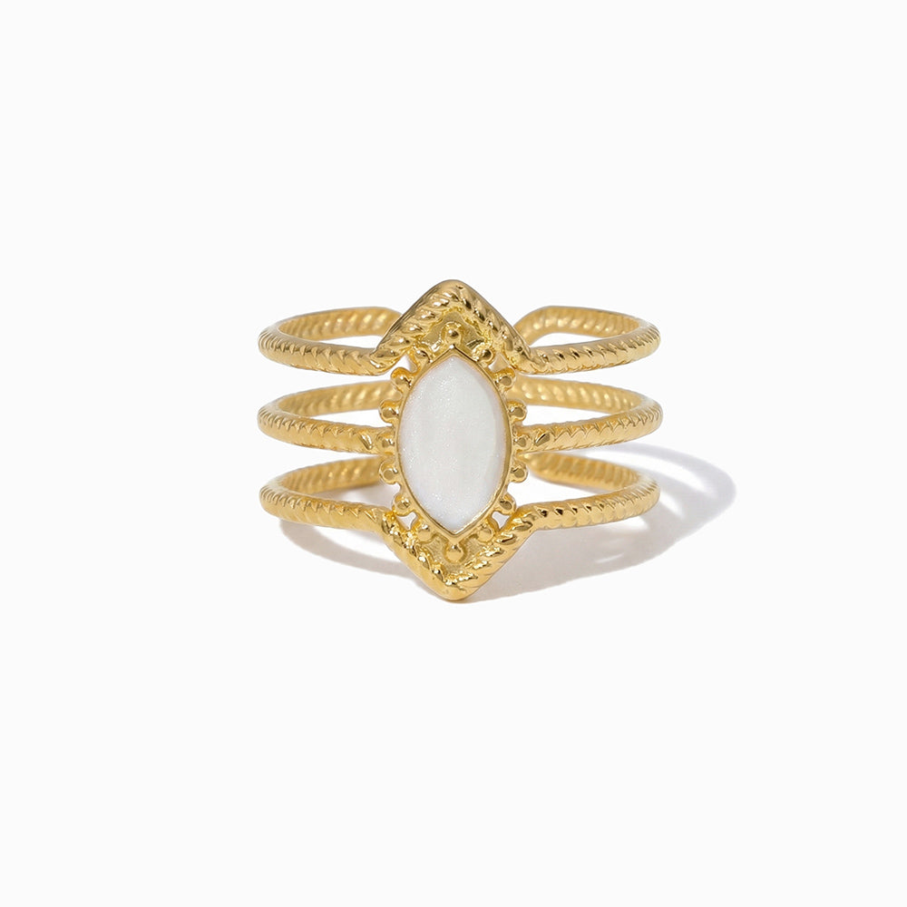 Anel Geométrico Ajustável JZ1365 - Aço Inox Dourado