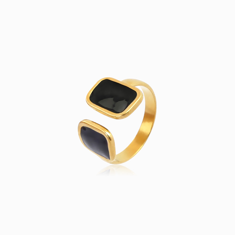 Anel Geométrico Ajustável JZ1448 - Aço Inox Dourado