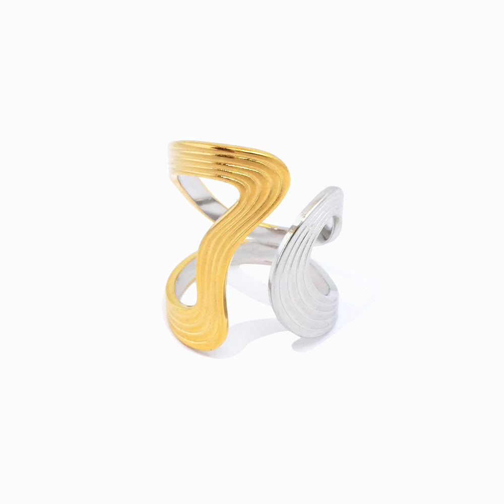 Anel Geométrico Ajustável JZ1450 - Aço Inox Dourado