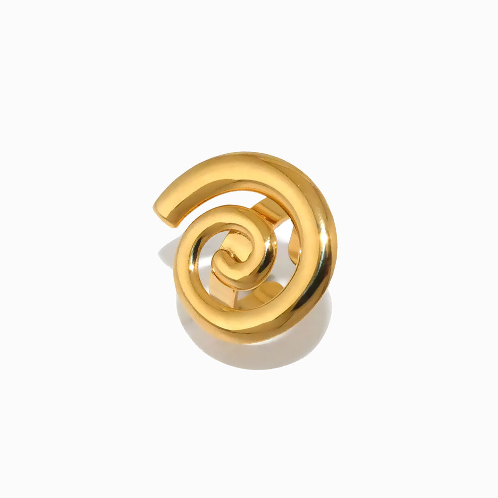 Anel Geométrico 18mm JZ1469 - Aço Inox Dourado