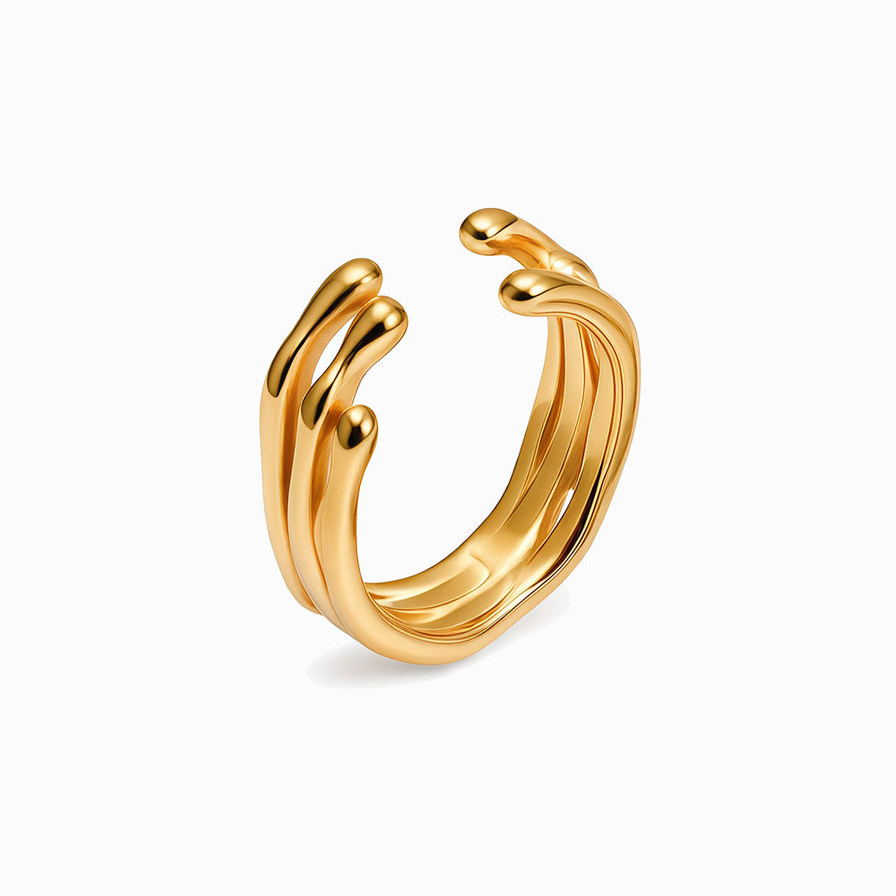 Anel Geométrico 18mm JZ1594 - Aço Inox Dourado