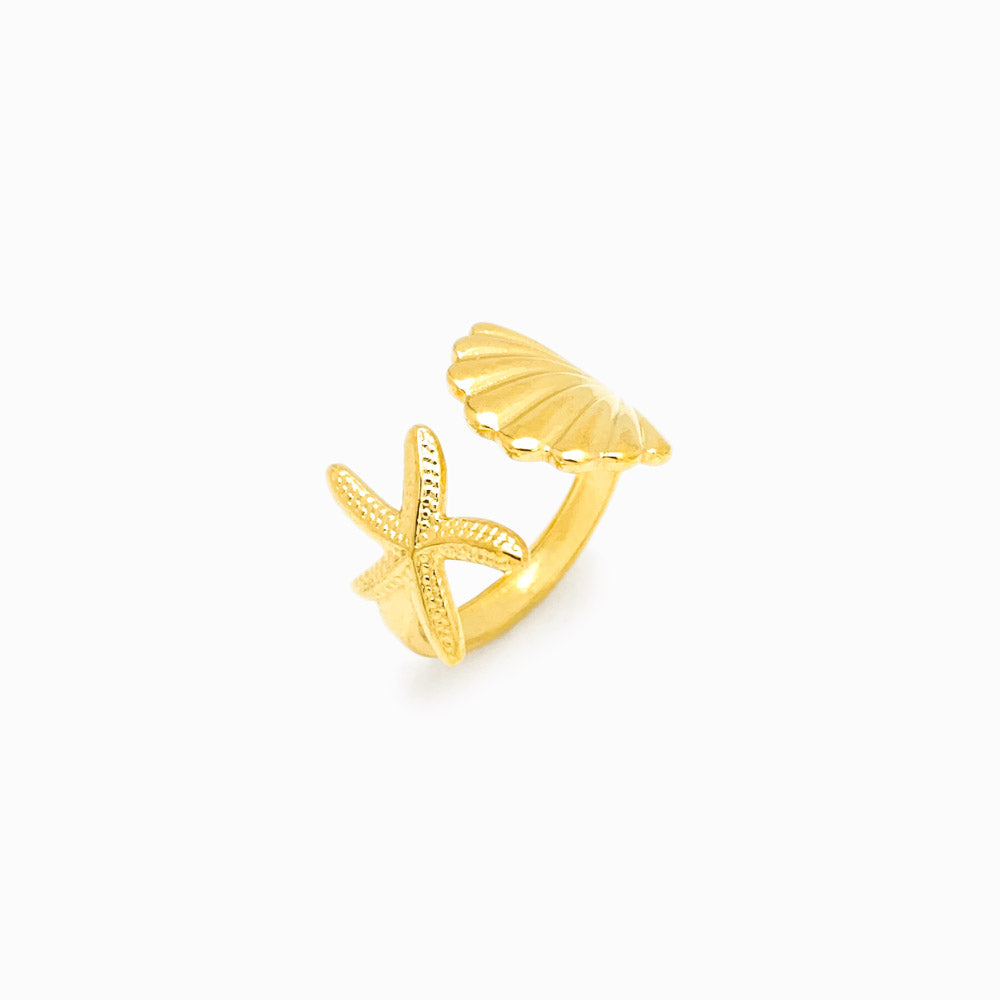 Anel Estrela do Mar JZ1245 - Aço Inox Dourado