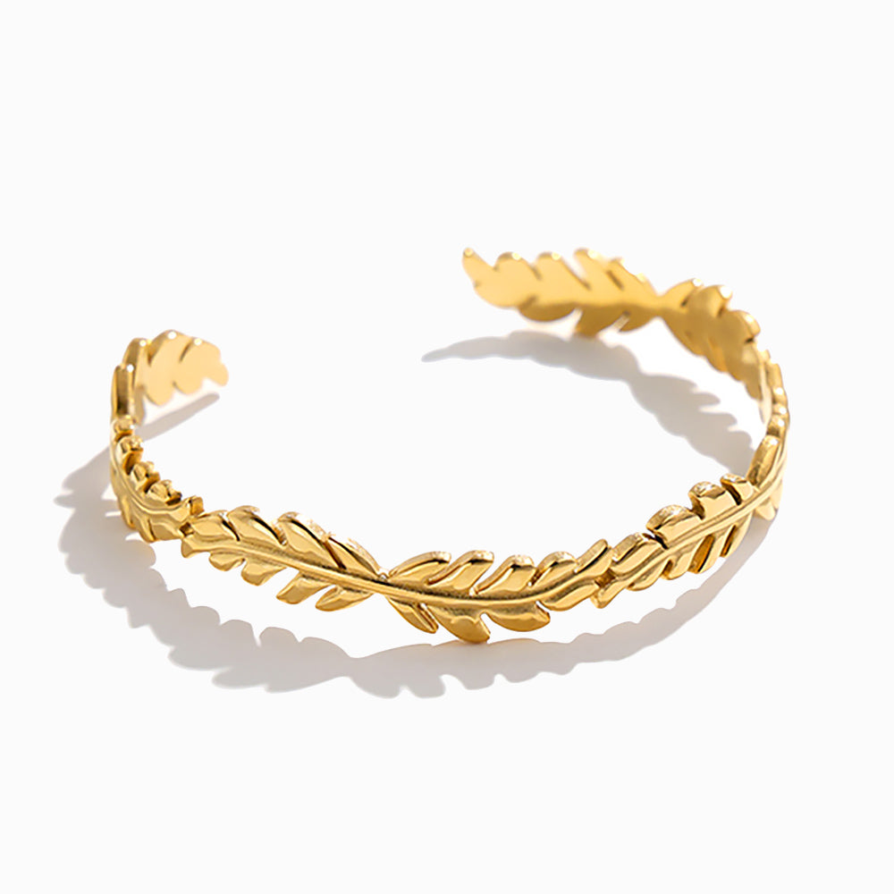 Bracelete Folha SZ1018 - Aço Inox Dourado