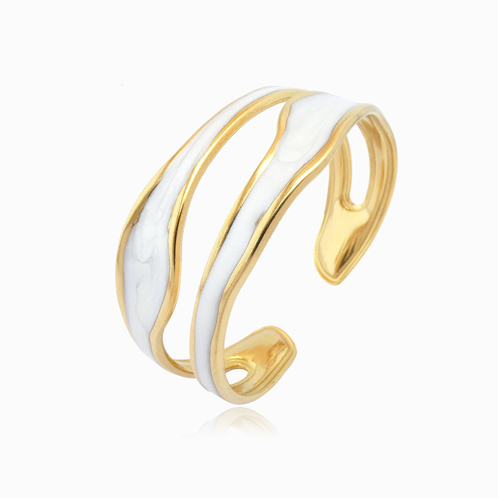 Bracelete Geométrica Ajustável SZ1050 - Aço Inox Dourado