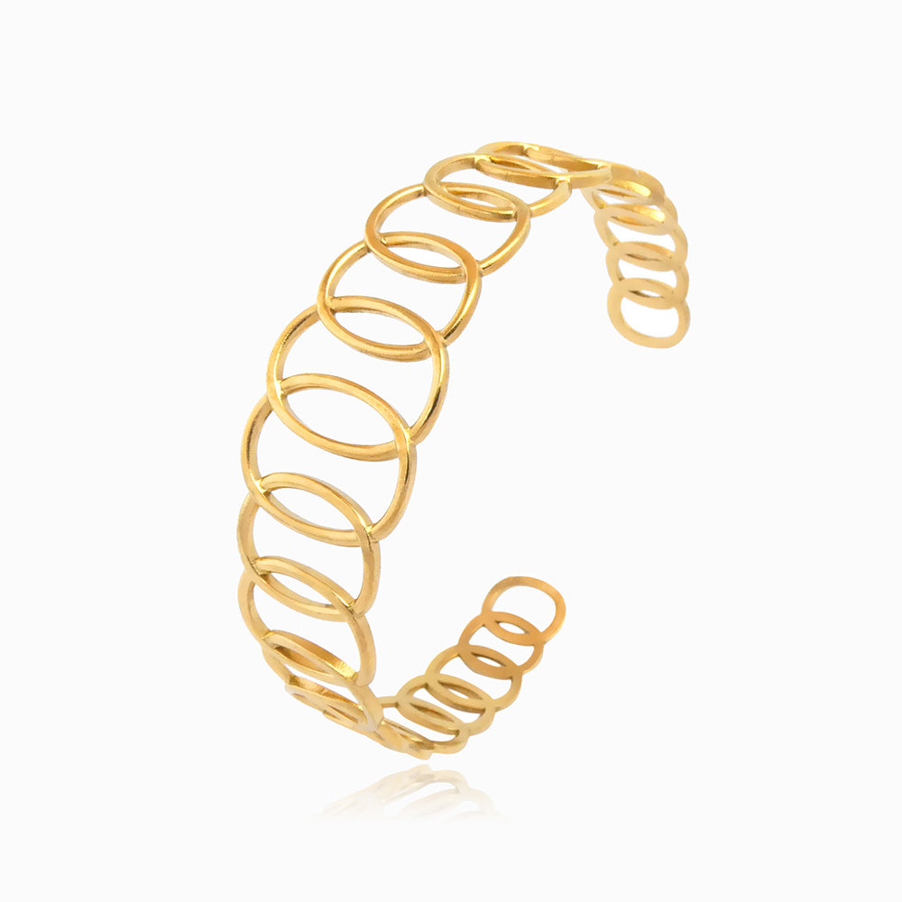 Bracelete Geométrica Ajustável SZ1051 - Aço Inox Dourado