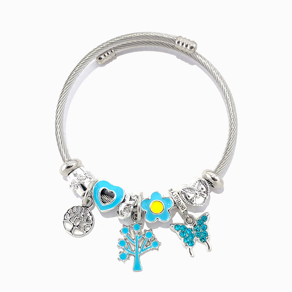 Bracelete Torcida com Charms SZ1070 - Aço Inox