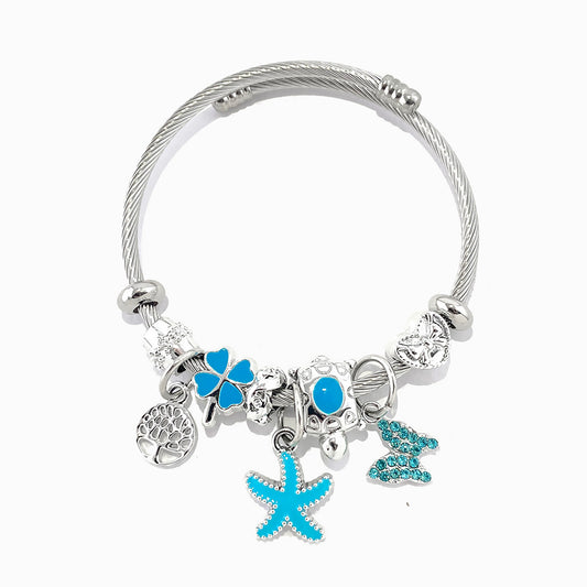 Bracelete Torcida com Charms SZ1074 - Aço Inox