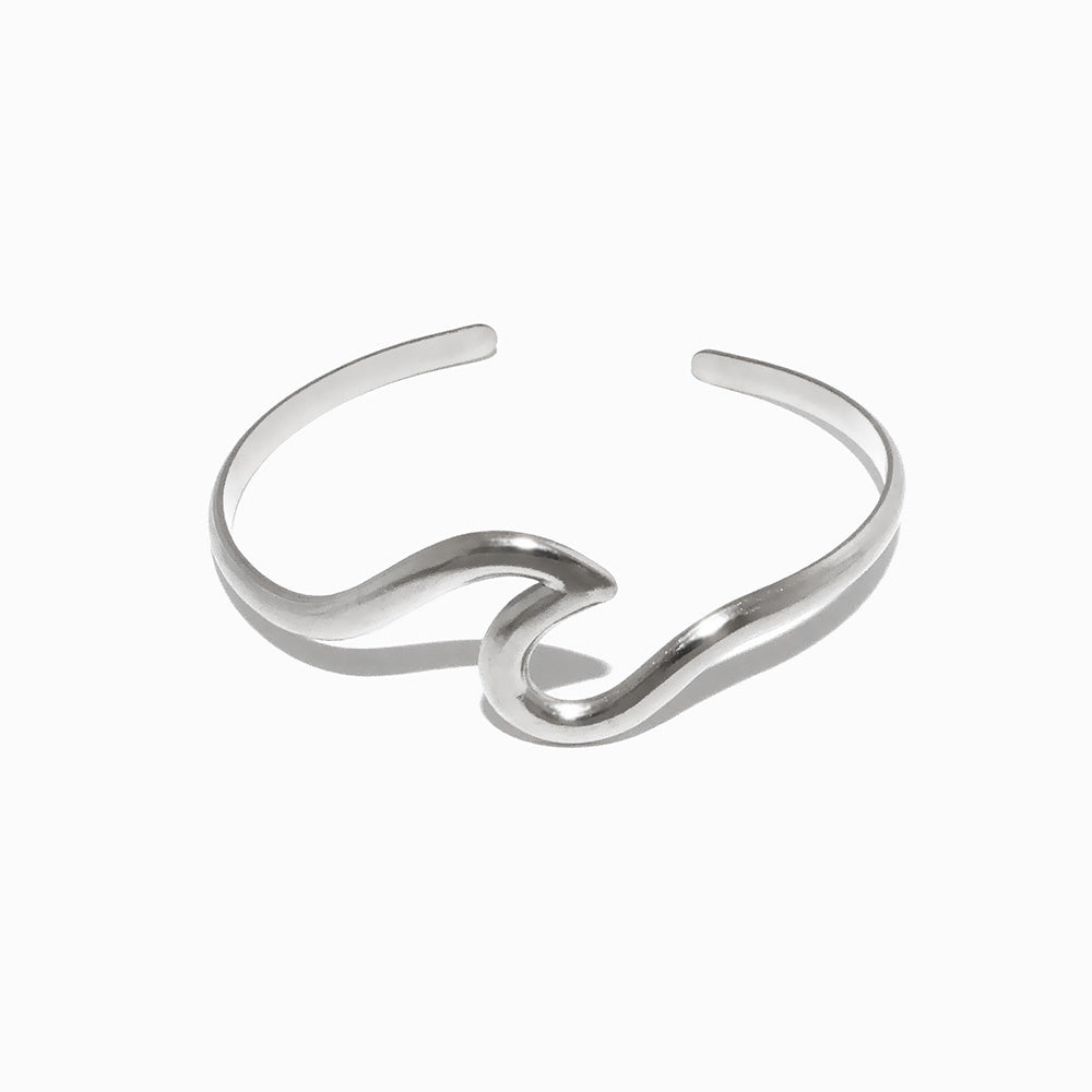 Bracelete Ajustável Onda do Mar SZ1054 - Aço Inox Prateado