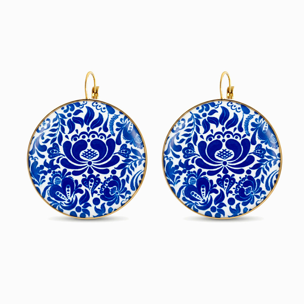 Brincos Azulejo 38x31mm BR1576 - Aço Inox