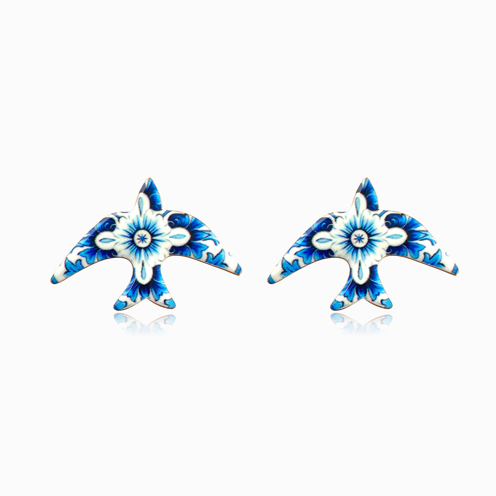 Brincos Azulejo 34x24mm BR1584 - Aço Inox