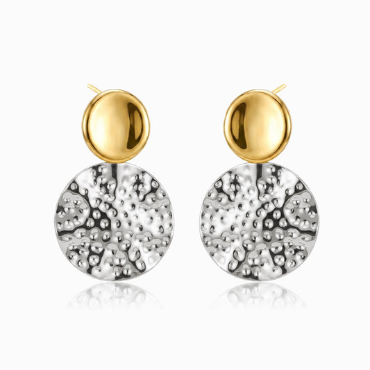 Brincos Bicolor Geométricos 40x25mm BR1596 - Aço Inox