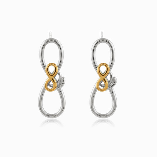 Brincos Bicolor Símbolo do Infinito 32x10mm BR1599 - Aço Inox