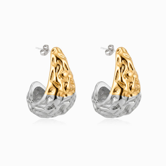 Brincos Bicolor Gota 20x11mm BR1593 - Aço Inox