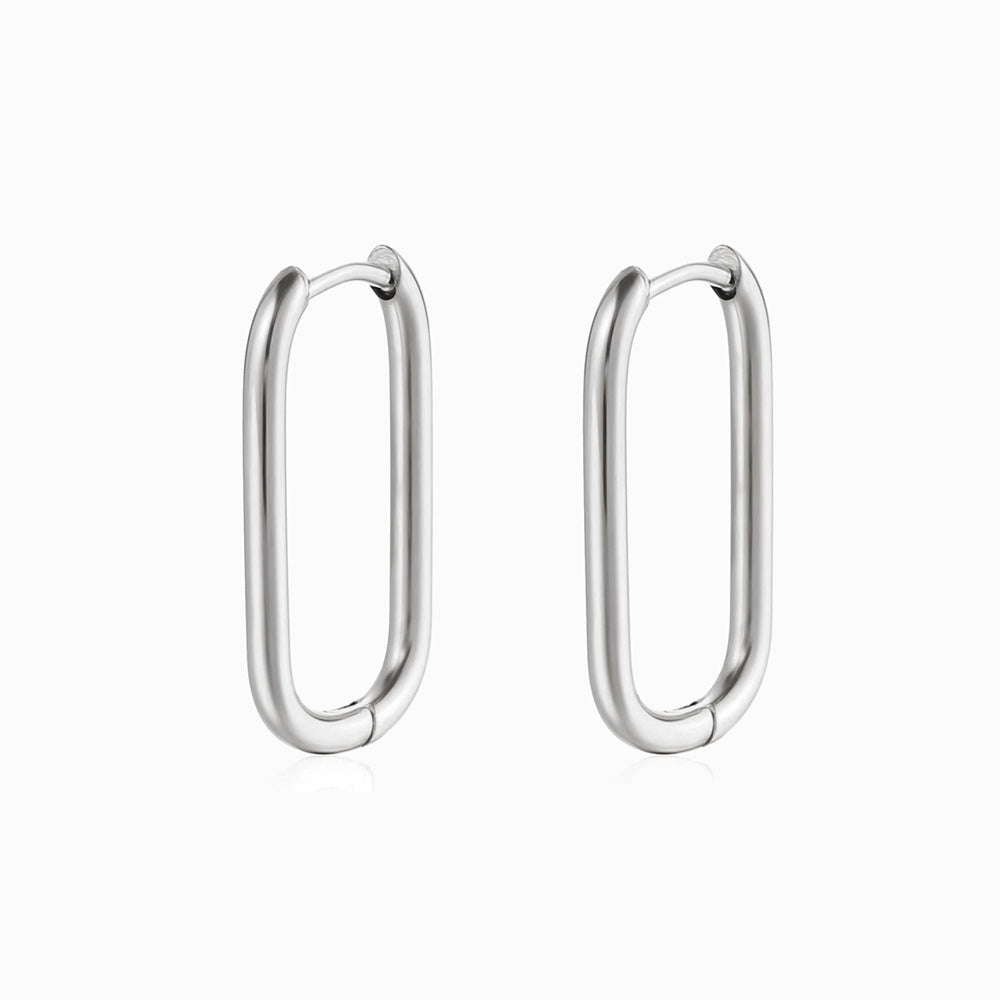 Brincos Geométricos 24x14mm BR1305 - Aço Inox Prateado