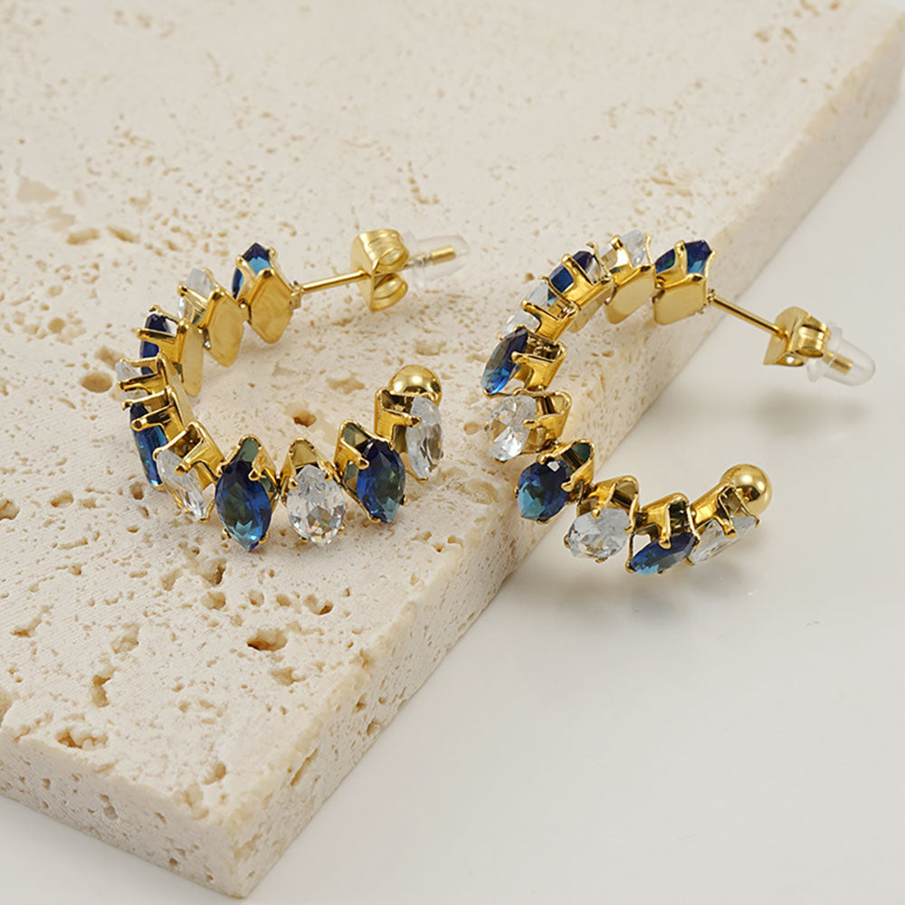 Brincos com Zircónia 30mm BR1487 - Aço Inox