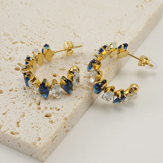 Brincos com Zircónia 30mm BR1487 - Aço Inox