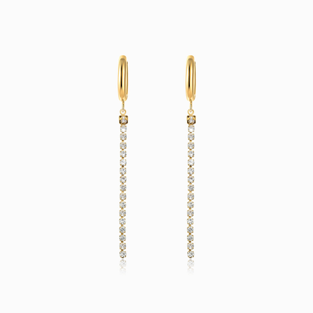 Brincos com Brilhantes BR1542 - Aço Inox Dourado